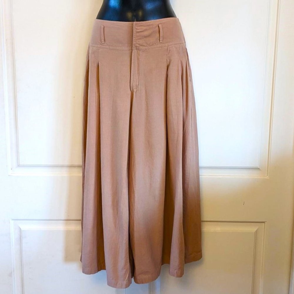Ijoah Wide Leg Capris Cotton Pants, Sand Brown